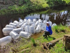 Процесс выпуска пеляди в якутскую реку Аанньаах под контролем эколога Ан...